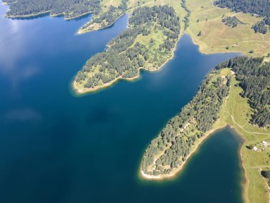 Bulgaristan 'ın Smolyan Bölgesi, Dospat Reservoir Havacılık Manzarası