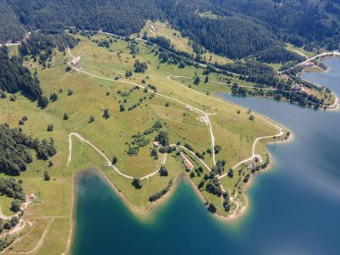 Bulgaristan 'ın Smolyan Bölgesi, Dospat Reservoir Havacılık Manzarası