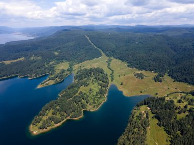 Bulgaristan 'ın Smolyan Bölgesi, Dospat Reservoir Havacılık Manzarası
