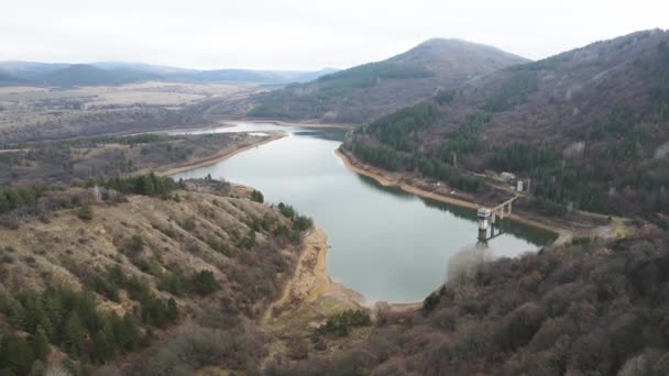 Vue Aérienne Réservoir Krasava Région Pernik Bulgarie — Video