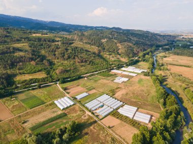 Petrich Vadisi, Blagoevgrad bölgesinin hava günbatımı manzarası, Bulgaristan