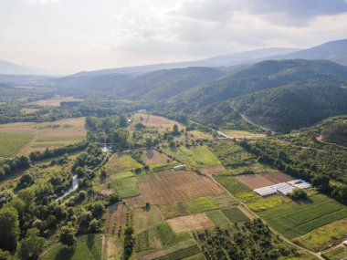 Petrich Vadisi, Blagoevgrad bölgesinin hava günbatımı manzarası, Bulgaristan