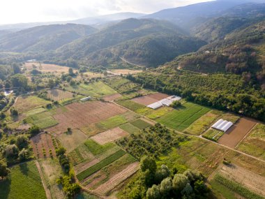 Petrich Vadisi, Blagoevgrad bölgesinin hava günbatımı manzarası, Bulgaristan
