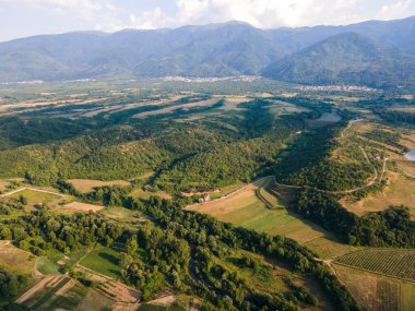 Petrich Vadisi, Blagoevgrad bölgesinin hava günbatımı manzarası, Bulgaristan