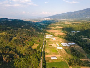 Petrich Vadisi, Blagoevgrad bölgesinin hava günbatımı manzarası, Bulgaristan