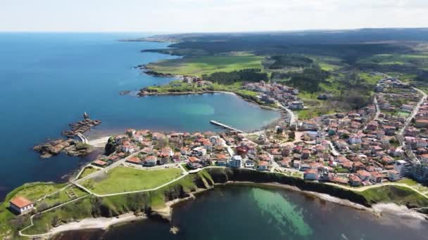 Erstaunliche Luftaufnahme Stadt Ahtopol Burgas Region Bulgarien — Stockvideo