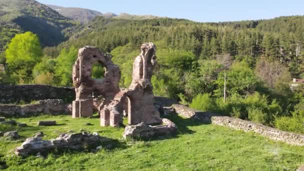 Flygfoto Elenska Basilikan Ruiner Tidiga Bysantinska Kristna Kyrkan Nära Staden — Stockvideo