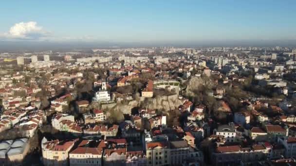 Αεροφωτογραφία Του Κέντρου Της Πόλης Της Φιλιππούπολης Βουλγαρία — Αρχείο Βίντεο