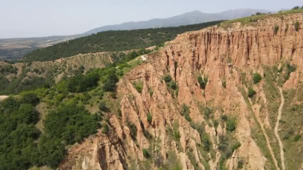 Luchtfoto Van Rotsformatie Stobpiramides Rila Mountain Kyustendil Regio Bulgarije — Stockvideo