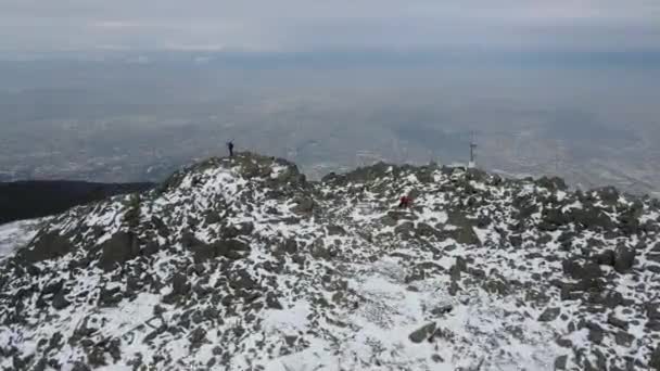Légi Kilátás Város Szófia Kamen Del Peak Vitosha Mountain Bulgária — Stock videók