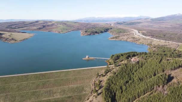 Letecký Pohled Dyakovo Reservoir Kyustendil Region Bulharsko — Stock video