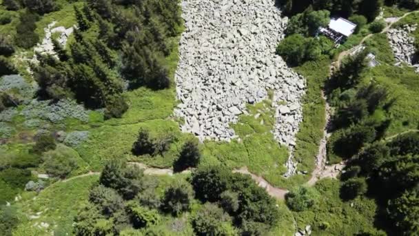 モレナイト モレーン の空中写真 ブルガリア ソフィア市ヴィトシャ山の石川 — ストック動画