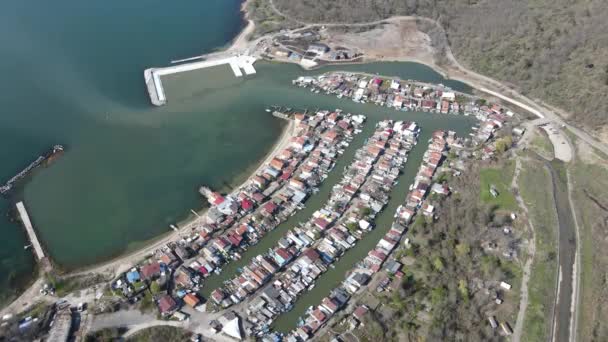 Vista Aérea Chengene Skele Aldeia Pesca Ribarsko Selishte Perto Cidade — Vídeo de Stock