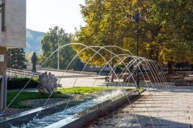 LOVECH, BULGARIA - NOVEMBER 8, 2020: Panoramic view of center of town of Lovech, Bulgaria