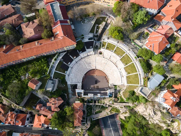 Vista Aérea Das Ruínas Teatro Romano Filipópolis Cidade Plovdiv Bulgária — Fotografia de Stock