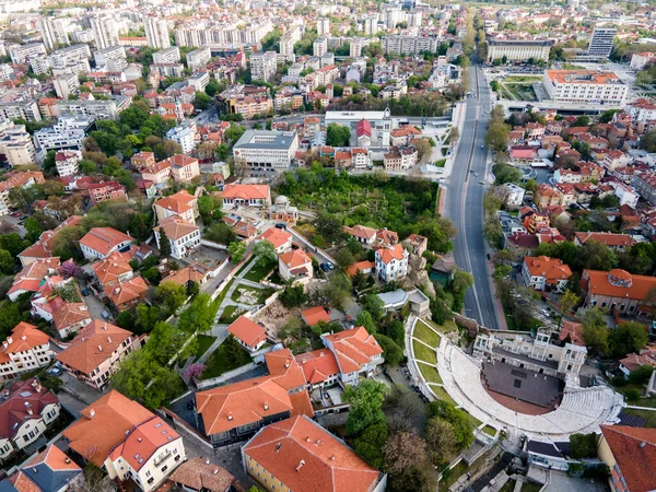 Vista Aérea Das Ruínas Teatro Romano Filipópolis Cidade Plovdiv Bulgária — Fotografia de Stock