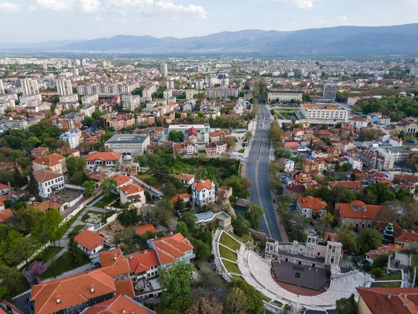 Légi Kilátás Romjai Római Színház Philippopolis Város Plovdiv Bulgária — Stock Fotó