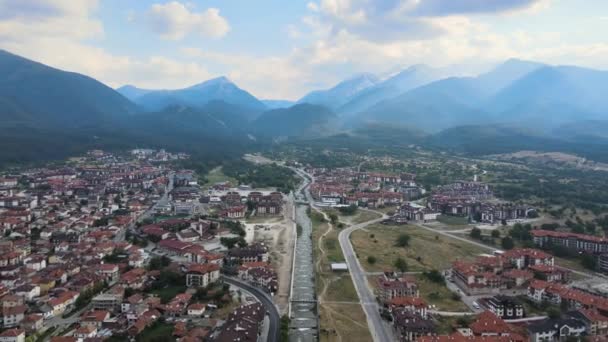 Vista Aérea Famosa Estación Esquí Bansko Región Blagoevgrad Bulgaria — Vídeos de Stock
