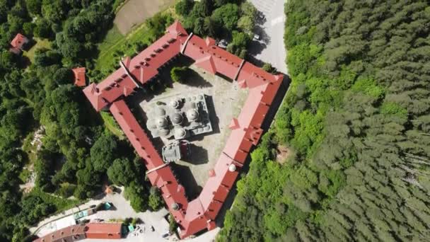 Increíble Vista Aérea Del Monasterio Rila Región Kyustendil Bulgaria — Vídeo de stock