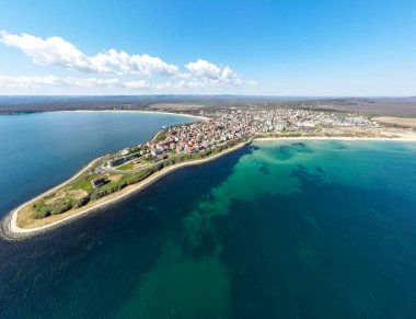 Bulgaristan 'ın Burgaz Bölgesi Primorsko kentinin şaşırtıcı hava manzarası
