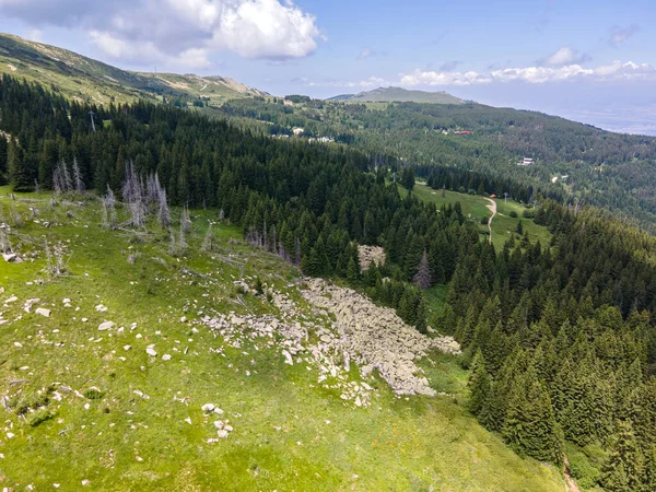 Vista Aérea Morenite Moraines Rio Pedra Montanha Vitosha Região Cidade — Fotografia de Stock