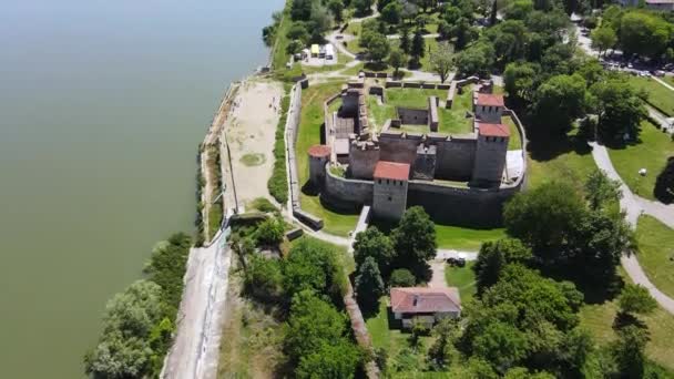 Αεροφωτογραφία Του Φρουρίου Baba Vida Στην Ακτή Του Ποταμού Δούναβη — Αρχείο Βίντεο