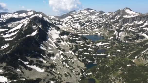 Vista Aérea Incrível Dos Lagos Popovo Kremenski Pirin Mountain Bulgária — Vídeo de Stock