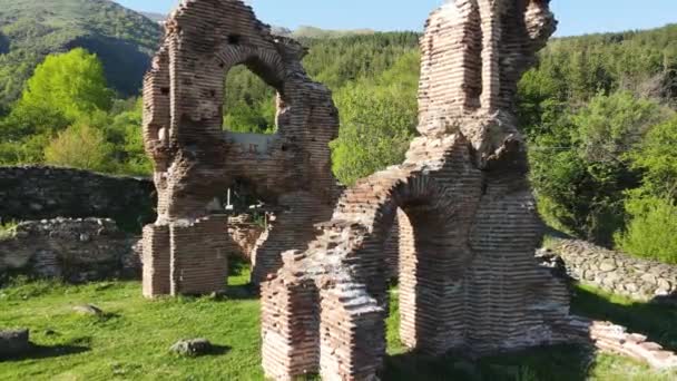 Widok Lotu Ptaka Bazylikę Elenska Ruiny Wczesnobizantyjskiego Kościoła Chrześcijańskiego Pobliżu — Wideo stockowe