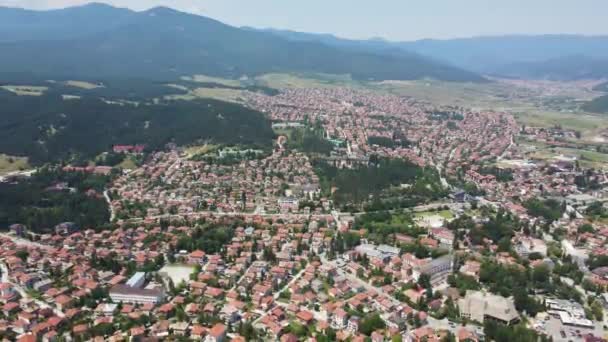 Luchtfoto Van Het Beroemde Kuuroord Velingrad Pazardzhik Bulgarije — Stockvideo