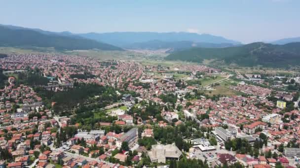 Вид Воздуха Знаменитый Курортный Город Велинград Пазарджикская Область Болгария — стоковое видео