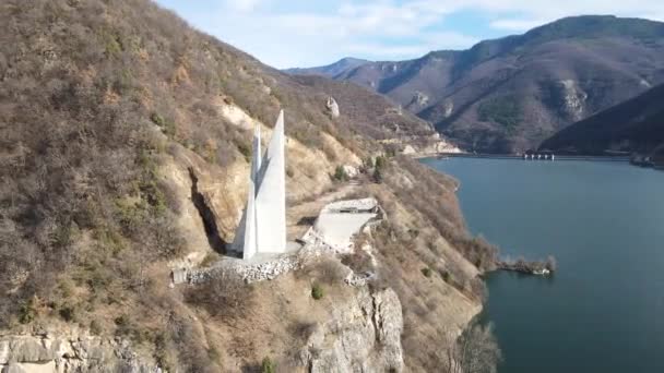 Krikhim Bulgarien Januari 2021 Flygfoto Över Memorial Rhodope Partisan Detachment — Stockvideo