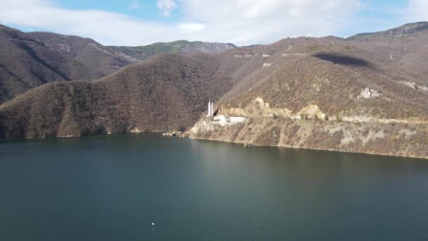 Krichim Bulgaria January 2021 Aerial View Memorial Rhodope Partisan Detachment — Stock Video