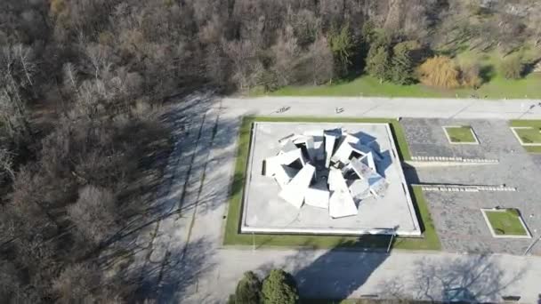 Plovdiv Bulgarije Februari 2021 Luchtfoto Van Memorial Complex Hillock Fraternity — Stockvideo