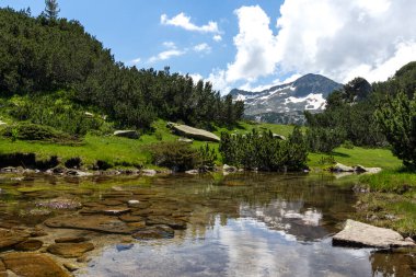 Dağ nehri ve Banderishki Chukar Tepesi, Pirin Dağı, Bulgaristan