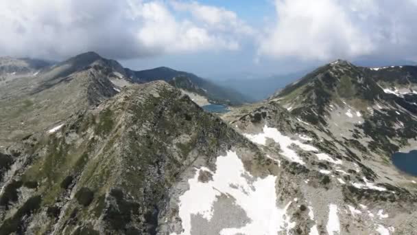 Incrível Vista Aérea Muratov Pico Vlahini Gergiyski Lagos Pirin Mountain — Vídeo de Stock