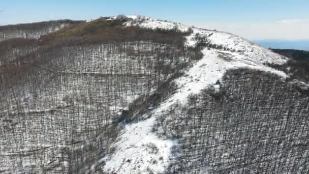 Vista Aérea Invierno Montaña Konyavska Cerca Del Pico Viden Región — Vídeos de Stock