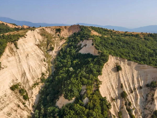 Légi Naplemente Kilátás Rozhen Homok Piramisok Blagoevgrad Régió Bulgária — Stock Fotó