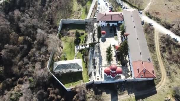 Luchtfoto Van Het Middeleeuwse Klooster Kuklen Gewijd Aan Heiligen Cosmas — Stockvideo