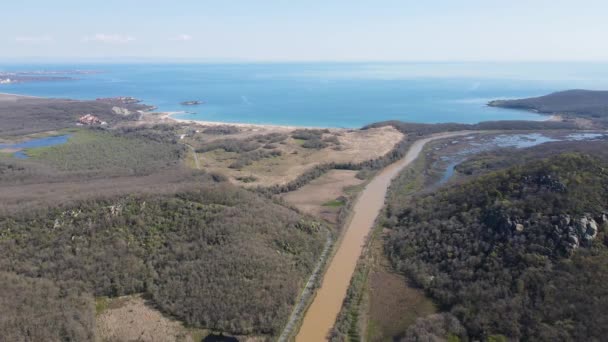 Aerial View Ropotamo River Arkutino Region Burgas Region Bulgaria — Stock Video