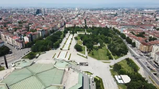ブルガリアのソフィア 2021年7月15日ブルガリアのソフィア市における国立文化宮殿の航空写真 — ストック動画