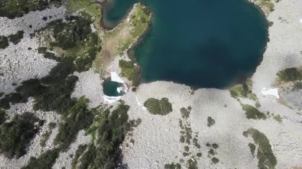 Niesamowity Widok Lotu Ptaka Jezioro Fish Banderitsa Pirin Mountain Bułgaria — Wideo stockowe