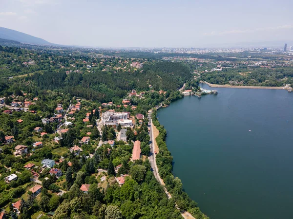 Vista Aérea Verano Del Lago Pancharevo Ciudad Sofía Región Bulgaria —  Fotos de Stock