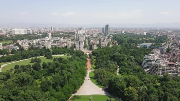 Vista Aérea Surpreendente South Park Cidade Sofia Bulgária — Vídeo de Stock