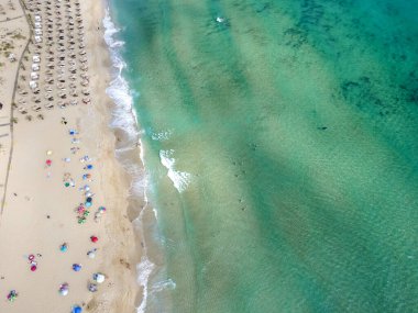 Bulgaristan 'ın Burgaz Bölgesi Sozopol yakınlarındaki Smokinya Plajı' nın hava manzarası