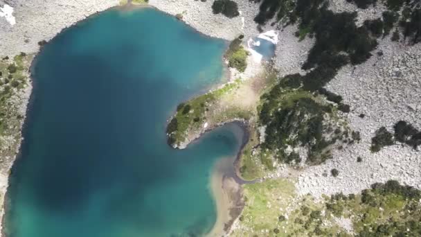 Vista Aérea Incrível Lago Fish Banderitsa Pirin Mountain Bulgária — Vídeo de Stock