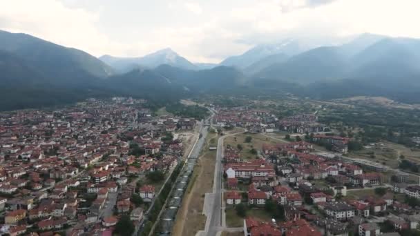 Flygfoto Över Berömda Skidorten Bansko Blagoevgrad Region Bulgarien — Stockvideo
