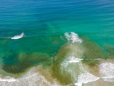 Bulgaristan 'ın Burgaz Bölgesi Primorsko' nun Güney Sahili 'nin şaşırtıcı hava manzarası