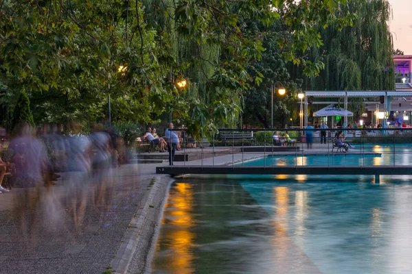 Plovdiv Bulgária Agosto 2021 Vista Pôr Sol Das Fontes Cantoras — Fotografia de Stock