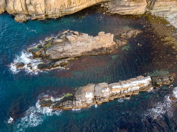 Aerial View Rock Formations Ships Korabite Sinemorets Village Burgas Region — Stock Photo, Image