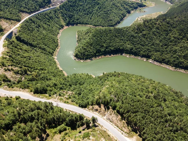 Vista Aérea Del Embalse Tsankov Kamak Región Smolyan Bulgaria — Foto de Stock